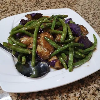 V4 Dry Fried Eggplant with Green Beans