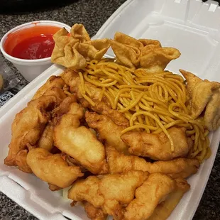 16. Sweet and Sour Chicken, Combo Lo-mein, 2. Crab Rangoon!