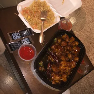 a tray of food on a table