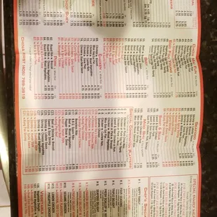 a menu for a chinese restaurant