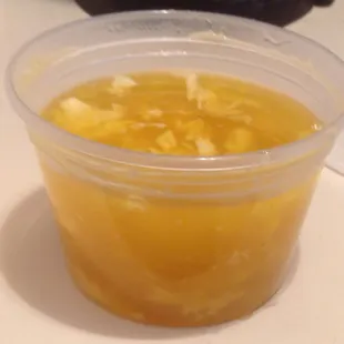 Eggdrop soup that comes with the lunch special (11am-3pm), or hot&amp;sour soup, wonton soup, or egg roll.