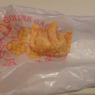 Crab rangoon (about 6-7 pieces), $3.15.