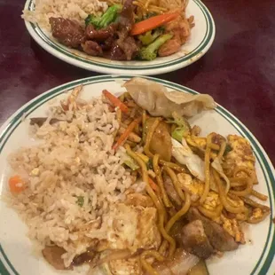 two plates of chinese food