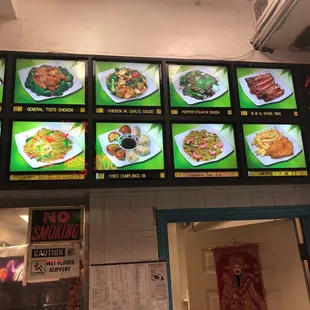 a menu of chinese food