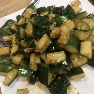Spicy marinated cucumber with garlic