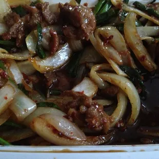 Hmmm the Mongolian beef has more onions than beef...this has happened the last few times.  :-(