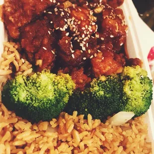 Sesame Chicken and Fried Rice