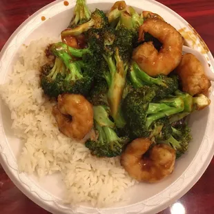 Shrimp with broccoli. One of my favorites. Mouthwatering.