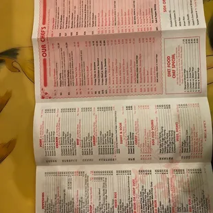 a menu for a chinese restaurant