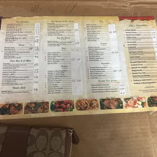 the menu of the restaurant