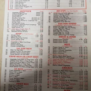 menu