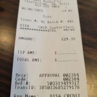 Receipt for 2 adults and an 8 y/o child. Menu states adults  $9, child  $6. Drinks extra. We weren't given a choice.