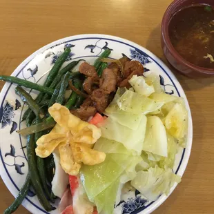 a plate of chinese food