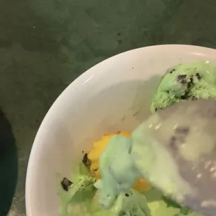 This is a pic of how stringy/slimy the ice cream was.