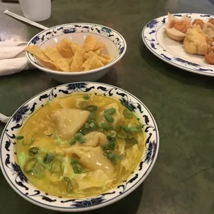 Egg drop and wonton soup
