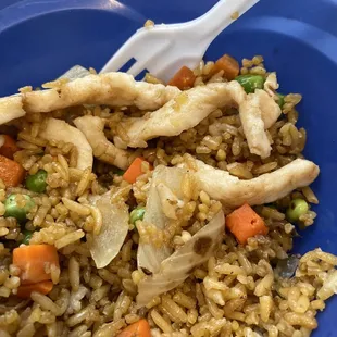 Large Onion in chicken fried rice