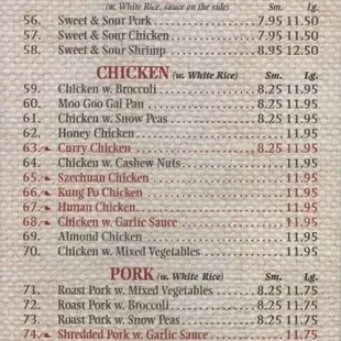 menu