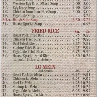 menu