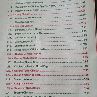 Updated menu 2021 lunch specials