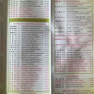 Seafood, Chef&apos;s specials, vegetables, DIET Dishes
