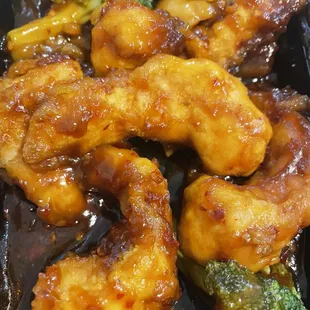 Tso shrimp... good if you like sweet n spicy...  they use the extra large shrimps.