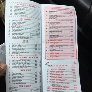 Menu and prices