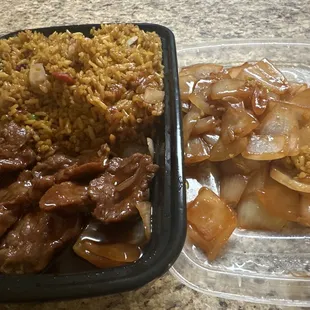 two containers of food on a table