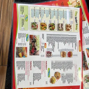 the menu of a chinese restaurant