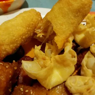 a plate of chinese food