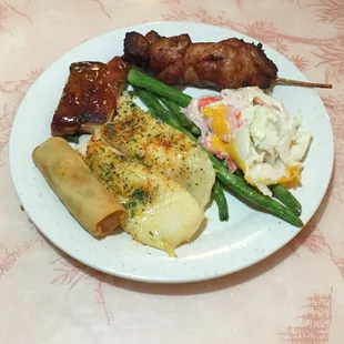 Chicken Teriyaki, Baked Crab, Baked Fish, Spring Roll, BBQ Chicken, etc.