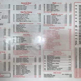 menu