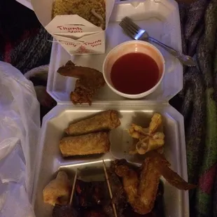 Pupu Platter and fried rice