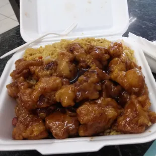 General Tso Chicken, the texture was what i was familiar with, could've used more spice