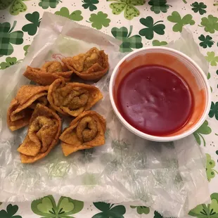 Fried wontons with sweet and sour sauce!