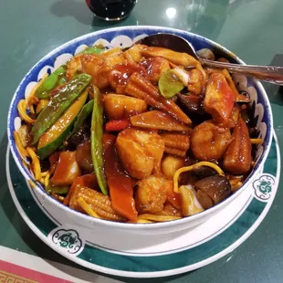 Seafood pan fwied noodohs