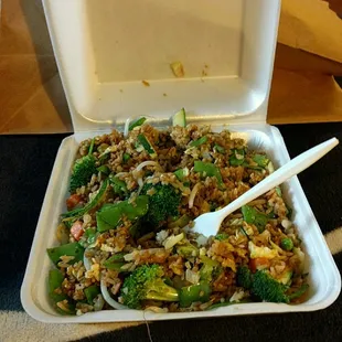 Vegetable Fried Rice with extra egg!!!! Very tasty!