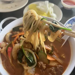 Korean jjambbong(spicy seafood noodle)