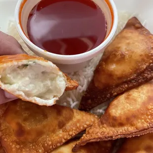 6 Crab and Cream Cheese Rangoon