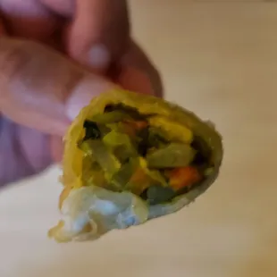 Interior of fried vegetable dumpling ($6.10). Not bad.