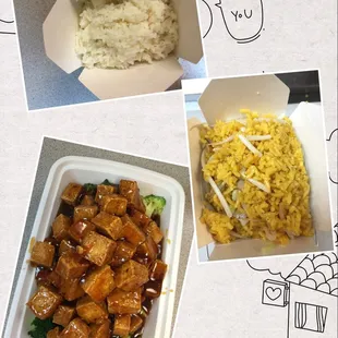 This is General Tso's ToFu With White Rice Or Fried Rice