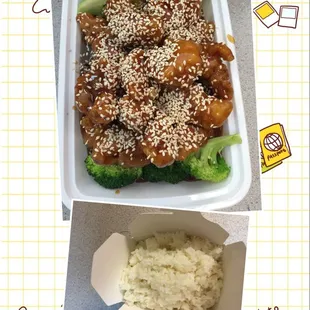 This is Sesame Chicken W. White Rice