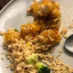 General tso chicken and pork fried rice