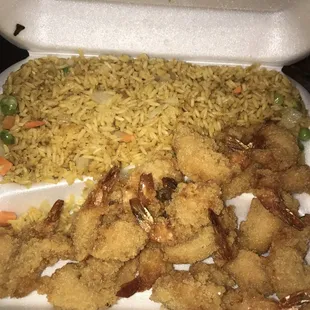Fried shrimp and fried rice