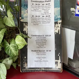 Some additional Combo Plates and a Student Special.