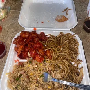 Got Lunch special B, Pot stickers &amp; Fried shrimp