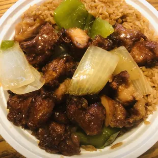 Bourbon chicken lunch special