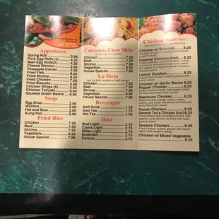 menu