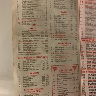 Menu items