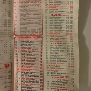 Menu items