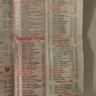 Menu items